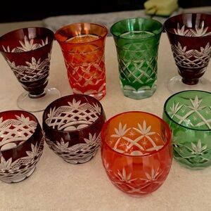 Kimoto Glass Tokyo Edo Kiriko Sake Cup Liquor Glass Hoshikenbishi 8 Pc